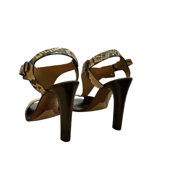 RALPH LAUREN Emilie Snakeskin Heels Open Toe Size 7 Designer - Picture 2 of 6